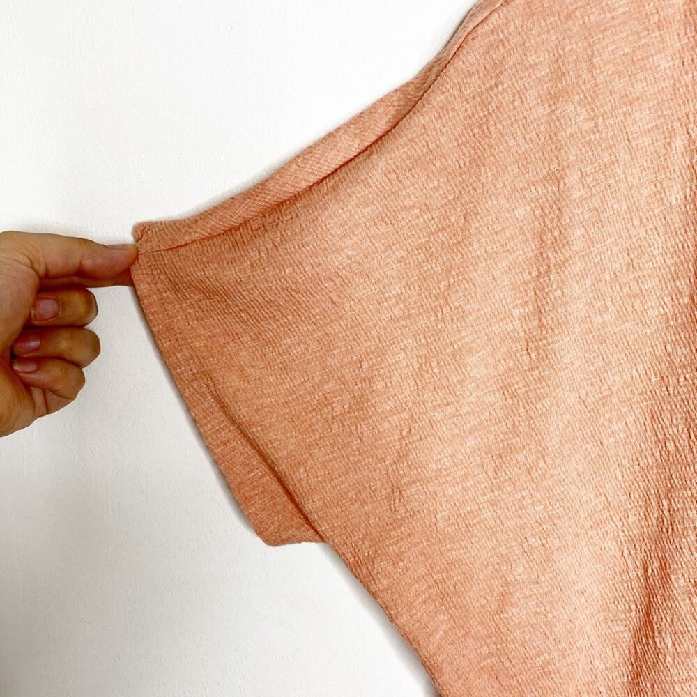 MARLED Peach Salmon Twist Front Dolman Summer Textured Cotton Blend Tee - Picture 9 of 9